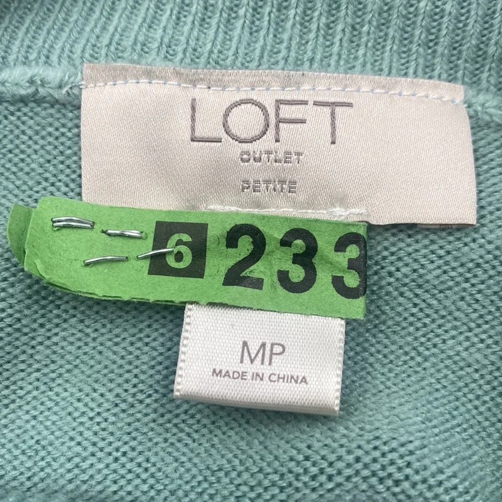LOFT Mint Green Turtle‎ Neck Sweater 3/4 Sleeve Size MP